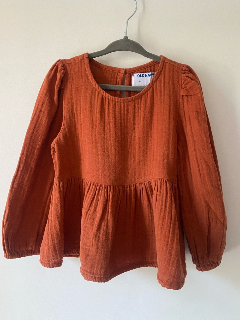 Old Navy Girls' Rust Orange Peplum Long-Sleeve Top